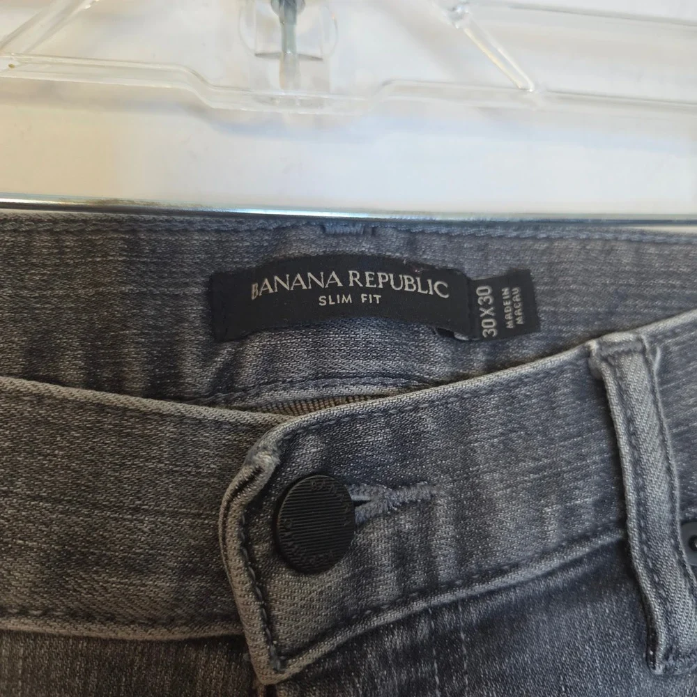 Banana Republic Mens Slim Fit Gray Denim Jeans 30x30 Stretch Cotton Blend